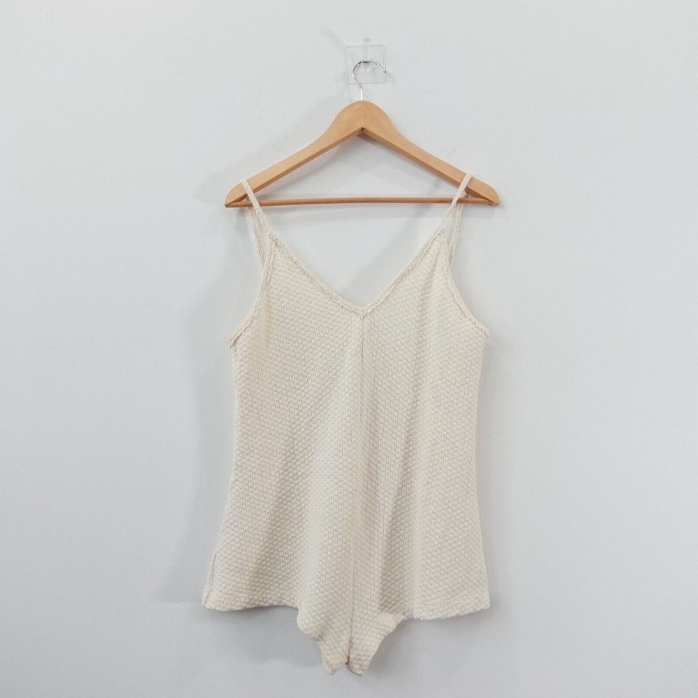 Saint Holiday Romper Womens White Silk One Piece Knit Resortwear Loose Beach NYC